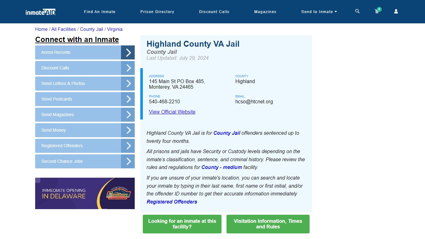 Highland County VA Jail - Inmate Locator